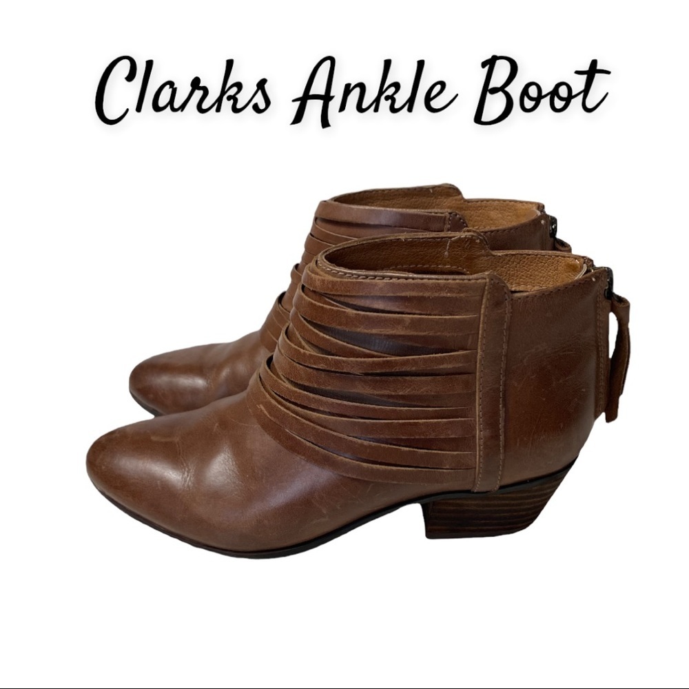 Clarks Women’s  Brown Leather Ankle Boots